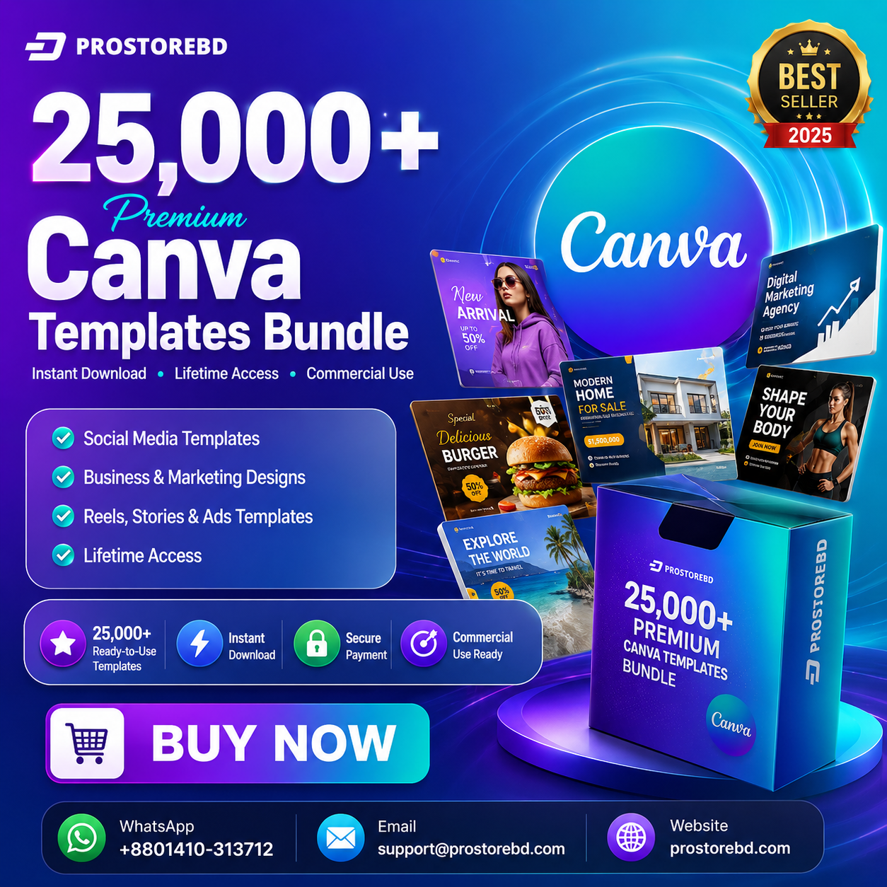 ২৫,০০০+ প্রিমিয়াম Canva Templates Bundle | Lifetime Access | ProStoreBD